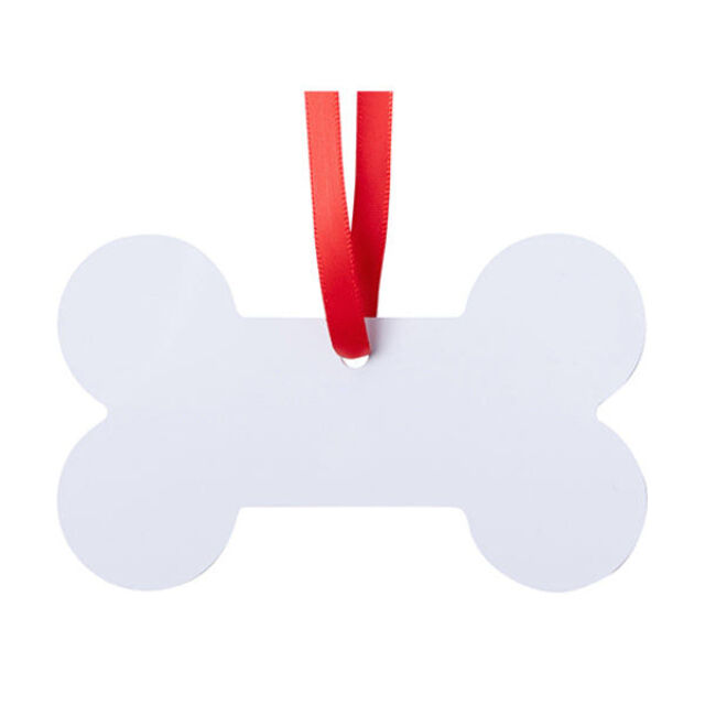 Dog Boned Shaped Double-Sided Metal Christmas Ornament