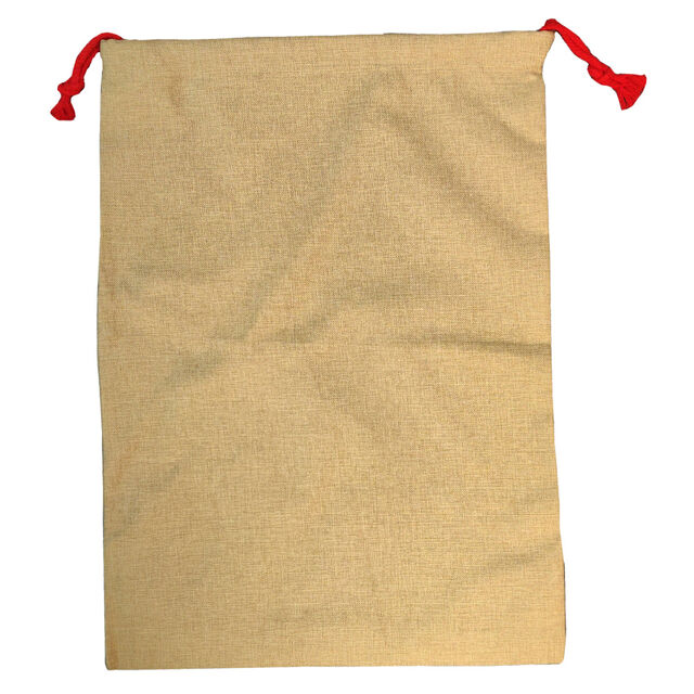 Burlap Double Drawstring Xmas Sack/ Bag - 50cm x 66cm