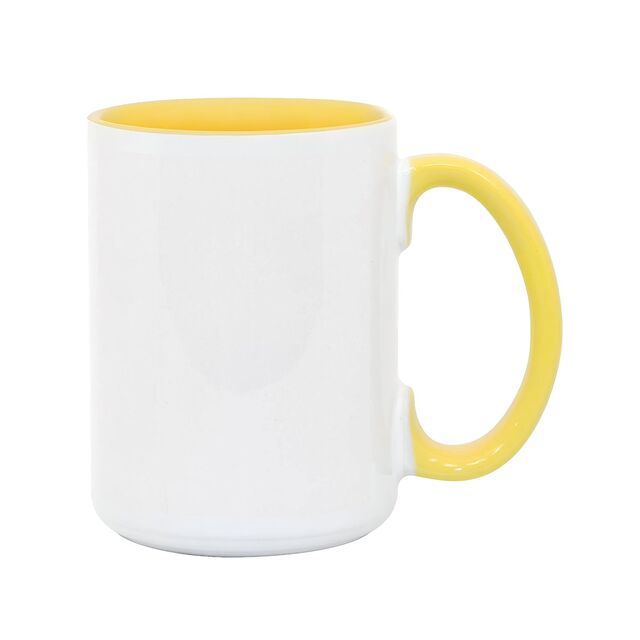 15oz Durham Mug - Inner & Handle Coloured - Yellow