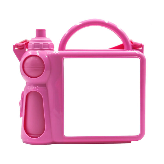 Large Plastic Lunchbox with Bottle - Pink